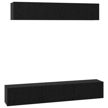 TV-Schrank-Set Sonstiges mit Speicher mit Tür 5 pcs Schwarz Eiche 80 x 30 x 30 cm