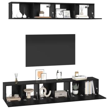 TV-Schrank-Set Sonstiges mit Speicher mit Tür 5 pcs Schwarz Eiche 80 x 30 x 30 cm