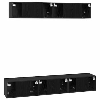 TV-Schrank-Set Sonstiges mit Speicher mit Tür 5 pcs Schwarz Eiche 80 x 30 x 30 cm