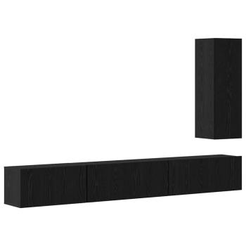 TV-Schrank-Set mit Regal Sonstiges 4 pcs Schwarz Eiche 30,5 x 30 x 90 cm
