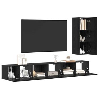 TV-Schrank-Set mit Regal Sonstiges 4 pcs Schwarz Eiche 30,5 x 30 x 90 cm