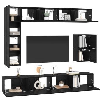 ARDEBO.de - TV-Schrank-Set mit Regal Sonstiges mit Speicher 8 pcs Schwarze Eiche
