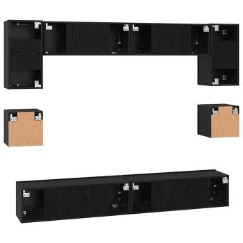 ARDEBO.de - TV-Schrank-Set mit Regal Sonstiges 8 pcs Schwarz Eiche 100 x 30 x 30 cm