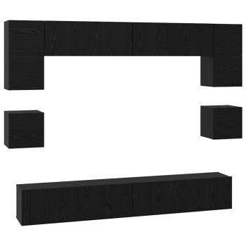 TV-Schrank-Set mit Regal Sonstiges 8 pcs Schwarz Eiche 100 x 30 x 30 cm