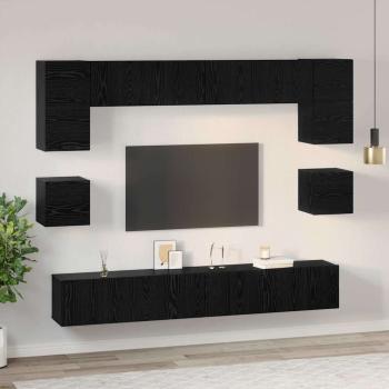 TV-Schrank-Set mit Regal Sonstiges 8 pcs Schwarz Eiche 100 x 30 x 30 cm