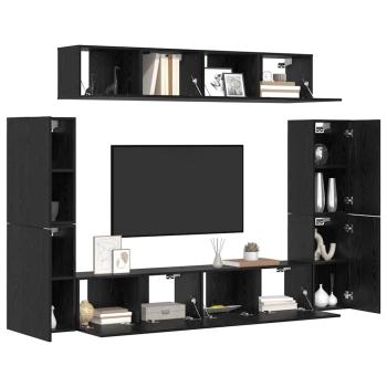 TV-Schrank-Set 8 Stk. Schwarz Eichen-Optik Holzwerkstoff