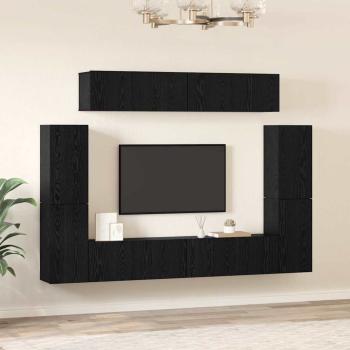 TV-Schrank-Set 8 Stk. Schwarz Eichen-Optik Holzwerkstoff