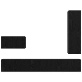 TV-Schrank-Set mit Regal Sonstiges 4 pcs Schwarz Eiche 30,5 x 30 x 110 cm