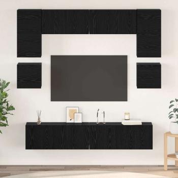 ARDEBO.de - TV-Schrank-Set mit Regal Sonstiges mit Speicher mit Tür 8 pcs Schwarz Eiche 80 x 30 x 30 cm