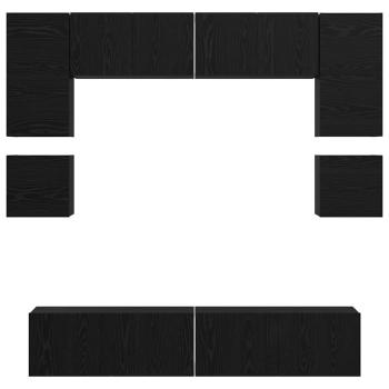 TV-Schrank-Set mit Regal Sonstiges mit Speicher mit Tür 8 pcs Schwarz Eiche 80 x 30 x 30 cm