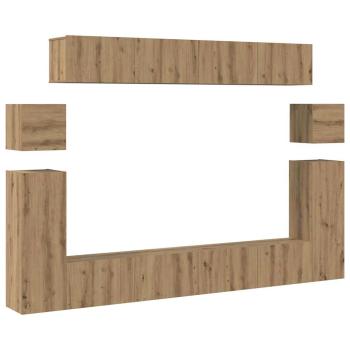 TV-Schrank-Set 8 pcs Handwerklich gefertigter Eichenholz Mittel