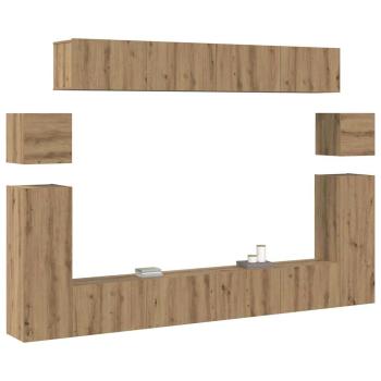 TV-Schrank-Set 8 pcs Handwerklich gefertigter Eichenholz Mittel