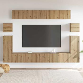 TV-Schrank-Set 8 pcs Handwerklich gefertigter Eichenholz Mittel