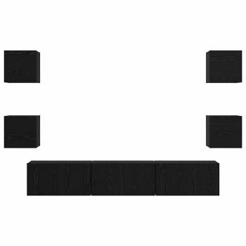 TV-Schrank-Set 7 pcs Schwarz Eiche Mittel 180 x 30 x 30 cm