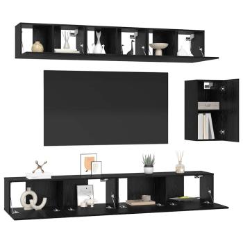 TV-Schrank-Set mit Regal Sonstiges 6 pcs Schwarz Eiche 100 x 30 x 30 cm