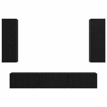 TV-Schrank-Set 5 pcs Schwarz Eiche Mittel 30,5 x 30 x 90 cm