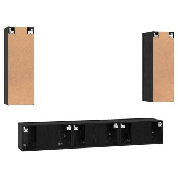 TV-Schrank-Set 5 pcs Schwarz Eiche Mittel 30,5 x 30 x 90 cm