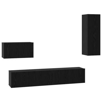 Wand TV Schrank mit Regal Sonstiges mit Speicher mit Tür 4 pcs Schwarz Eiche
