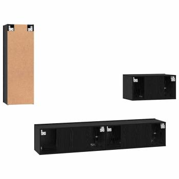 Wand TV Schrank mit Regal Sonstiges mit Speicher mit Tür 4 pcs Schwarz Eiche