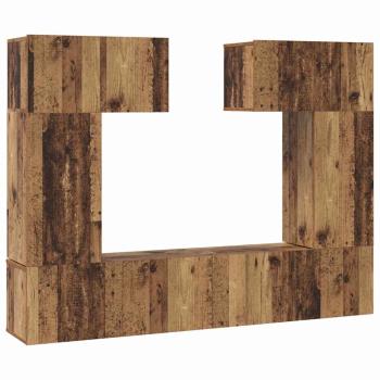 TV-Schrank-Set mit Regal mit Speicher mit Tür 6 pcs Altholz 80 x 30 x 30 cm