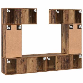 TV-Schrank-Set mit Regal mit Speicher mit Tür 6 pcs Altholz 80 x 30 x 30 cm