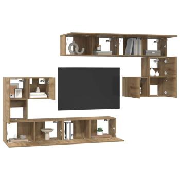 TV-Schrank-Set 8 pcs Handwerklich gefertigter Eichenholz