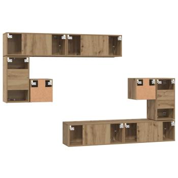 TV-Schrank-Set 8 pcs Handwerklich gefertigter Eichenholz