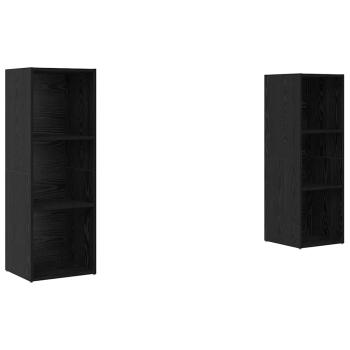 TV-Schrank-Set mit Regal 2 pcs Schwarz Eiche 107 x 35 x 37 cm