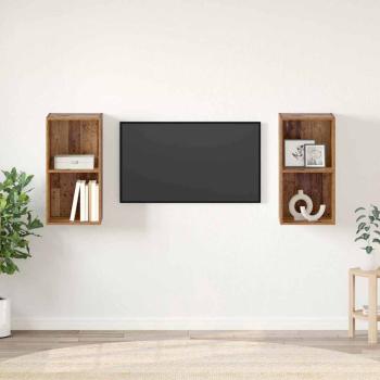 ARDEBO.de - Wand TV Schrank 2 pcs Altes Holz 37 x 37 x 72 cm Holzwerkstoff