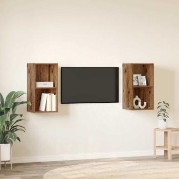 Wand TV Schrank 2 pcs Altes Holz 37 x 37 x 72 cm Holzwerkstoff