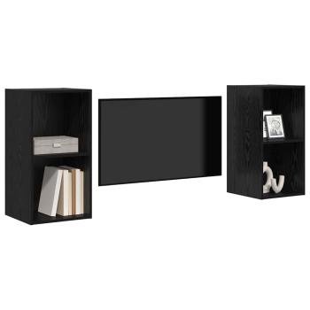 Wand TV Schrank 2 pcs Schwarz Eiche 37 x 37 x 72 cm