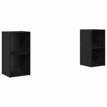 TV-Schrank-Set mit Regal 2 pcs Schwarz Eiche 72 x 35 x 36.5 cm