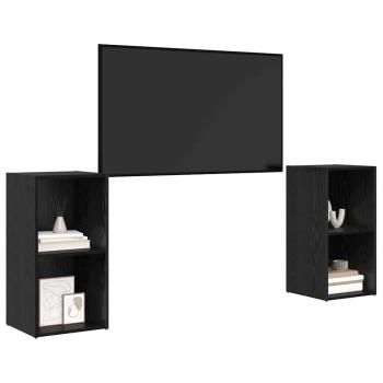 TV-Schrank-Set mit Regal 2 pcs Schwarz Eiche 72 x 35 x 36.5 cm