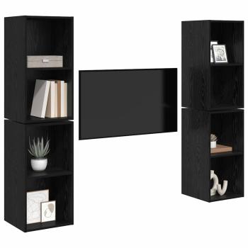 Wand TV Schrank mit Regal 4 pcs Schwarz Eiche 37 x 37 x 72 cm