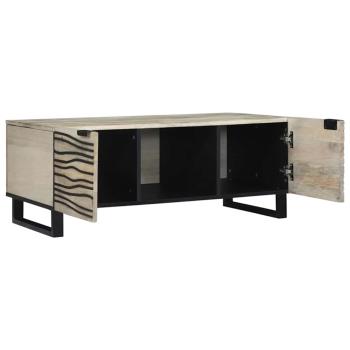 Couchtisch mit Regal mit Speicher mit Tür Weiß, Schwarz 100 x 50 x 40 cm