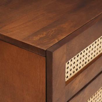 Nachttische Braun Rattan und massivem Mango Holz