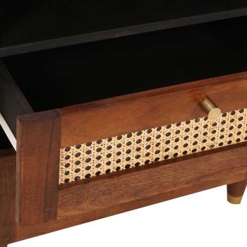 Nachttische Braun Rattan und massives Mangoholz