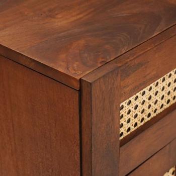 Nachttische mit Schubladen Braun Rohr und massives Mangoholz