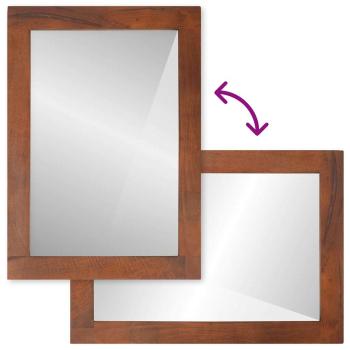 Spiegel Braun, Silber 50 x 2,5 x 70 cm Massives Mangoholz, Glas