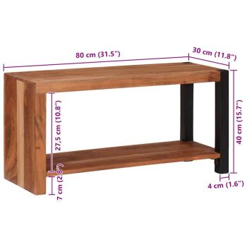 Bücherregal 80 x 30 x 110 cm Massives Akazienholz