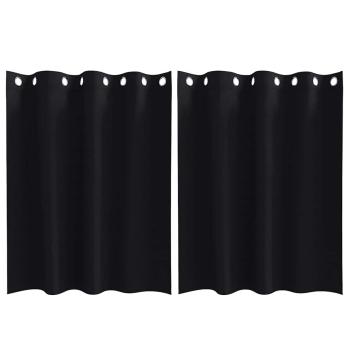 Vorhänge mit Vorhängen 2 pcs Schwarz 140 x 140 cm Polyester