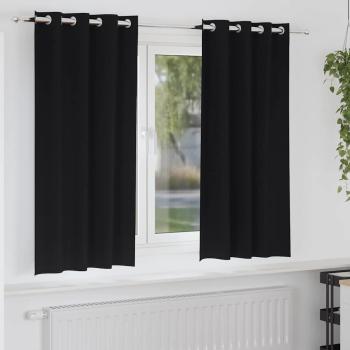 ARDEBO.de - Vorhänge mit Vorhängen 2 pcs Schwarz 175 x 140 cm Polyester