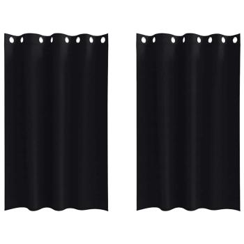 Vorhänge mit Vorhängen 2 pcs Schwarz 175 x 140 cm Polyester
