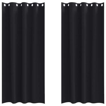 Vorhänge mit Vorhängen 2 pcs Schwarz 225 x 140 cm Polyester