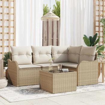 ARDEBO.de - 5-teiliges Garten-Sofa-Set mit Kissen Braun Poly-Rattan