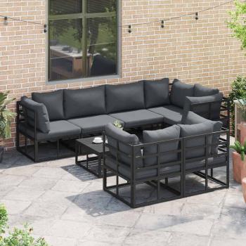 Garten-Sofa-Set 7 pcs Schwarz 283 x 143 x 71 cm Aluminium