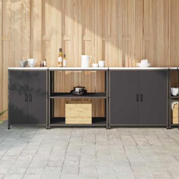 ARDEBO.de - Küchenaufbewahrungsset mit Regal Sonstiges 3 pcs Schwarz 210 x 50 x 92 cm