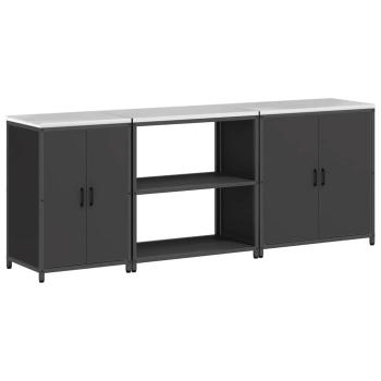 Küchenaufbewahrungsset mit Regal Sonstiges 3 pcs Schwarz 210 x 50 x 92 cm