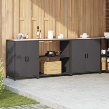 Küchenaufbewahrungsset mit Regal Sonstiges 3 pcs Schwarz 210 x 50 x 92 cm