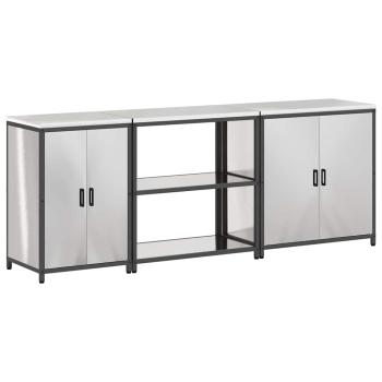 Küchenaufbewahrungsset 3 pcs Silber 210 x 50 x 92 cm Edelstahl